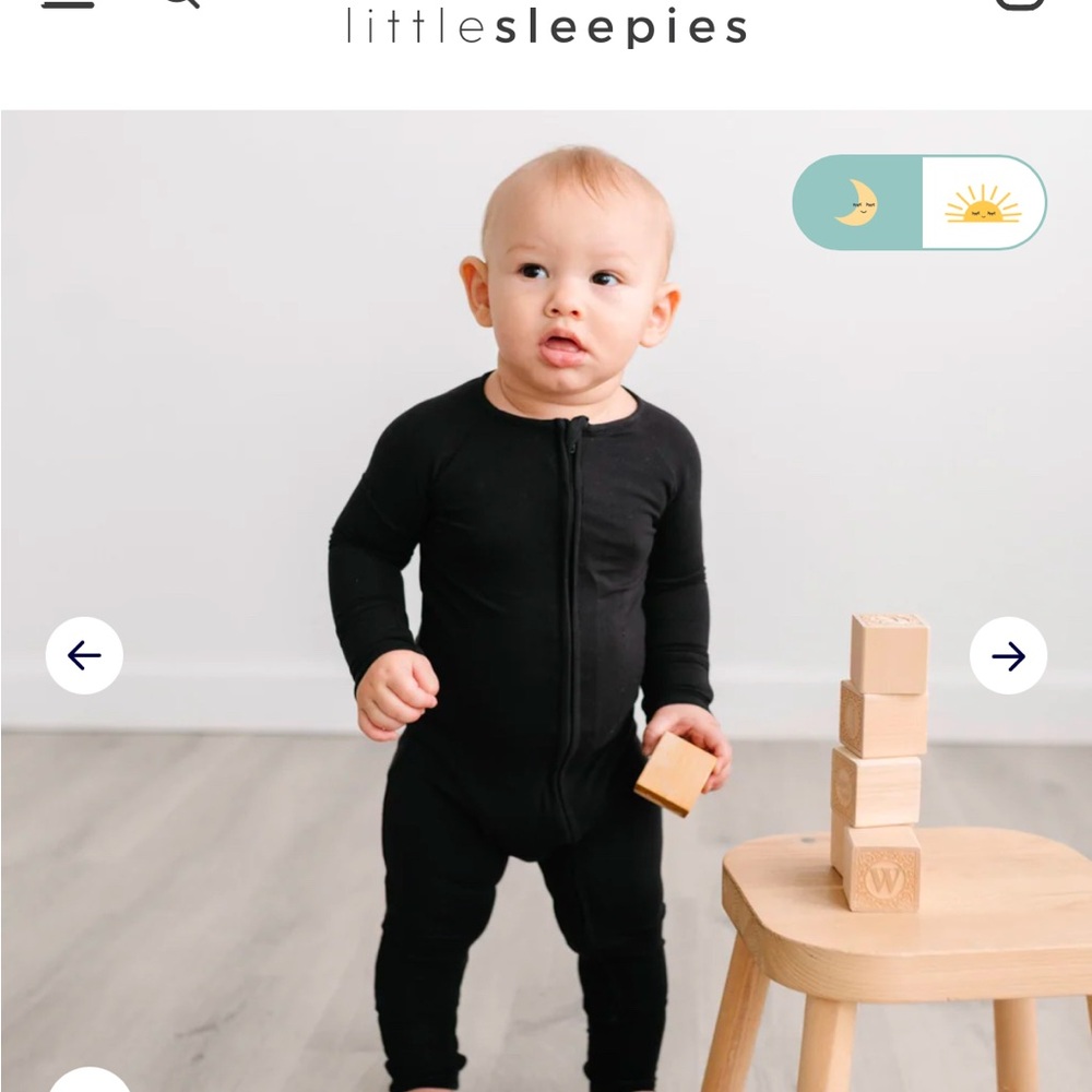 Little Sleepies solid black zippy 12-18 months